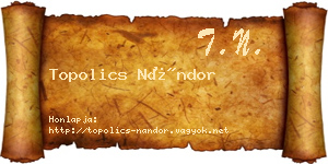 Topolics Nándor névjegykártya